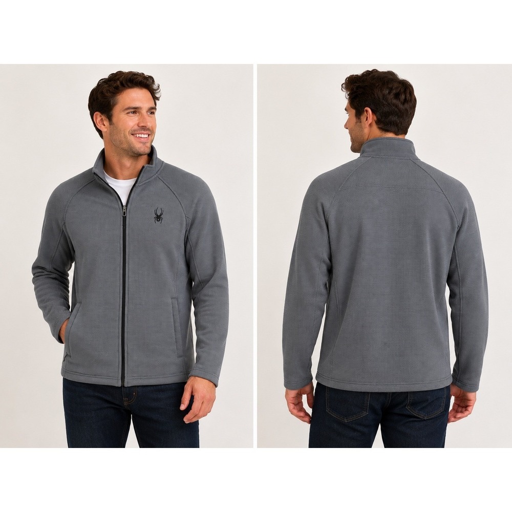Spyder Mens Stellar Jacket Polar Black Knit Sherpa Fleece Zip